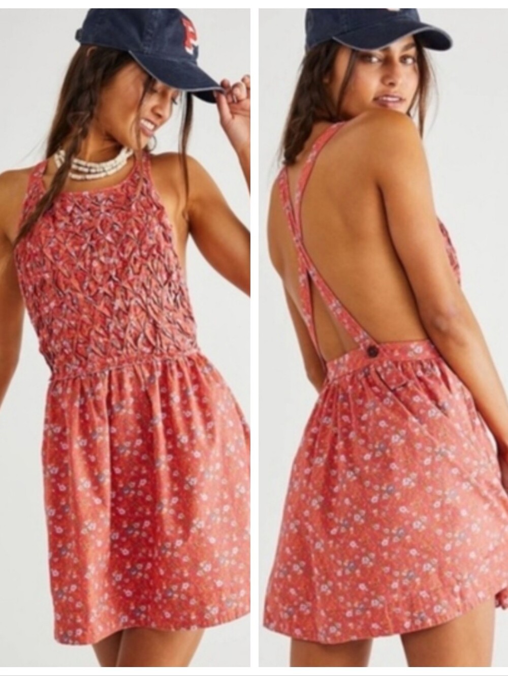 Free People Petunia Mini Dress Women's Medium Poppy Combo Bohemian Beach Coastal